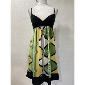 Roulette Size 6 Geometric Satin Tie Fairy Y2K Knee/Midi Dress Babydoll